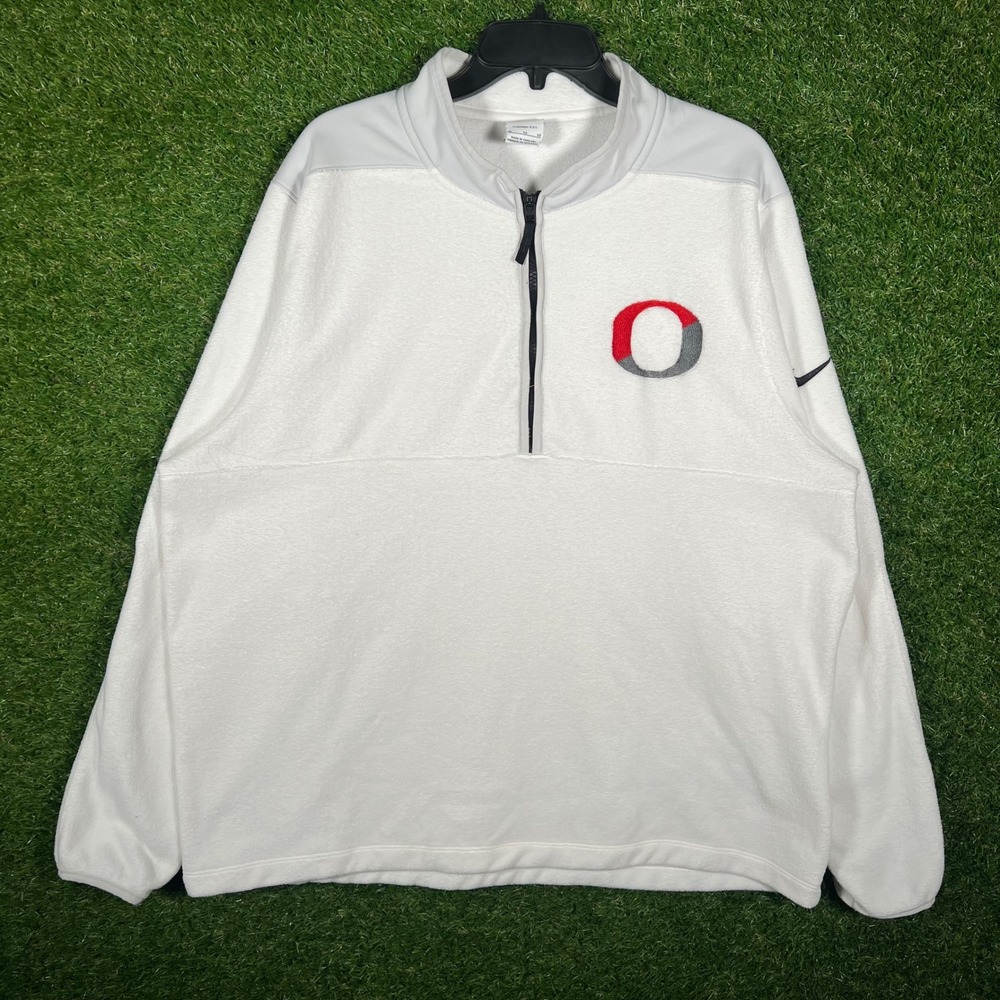 Nike‎ Therma-FIT Ohio State Buckeyes 1/4 Zip Fleece Pullover White Mens XL